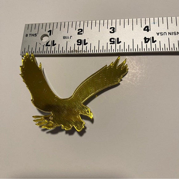 Lucite mirrored eagle pin, very unique, handmade, approx 3”x2” GUC, slight scuff - Picture 2 of 5